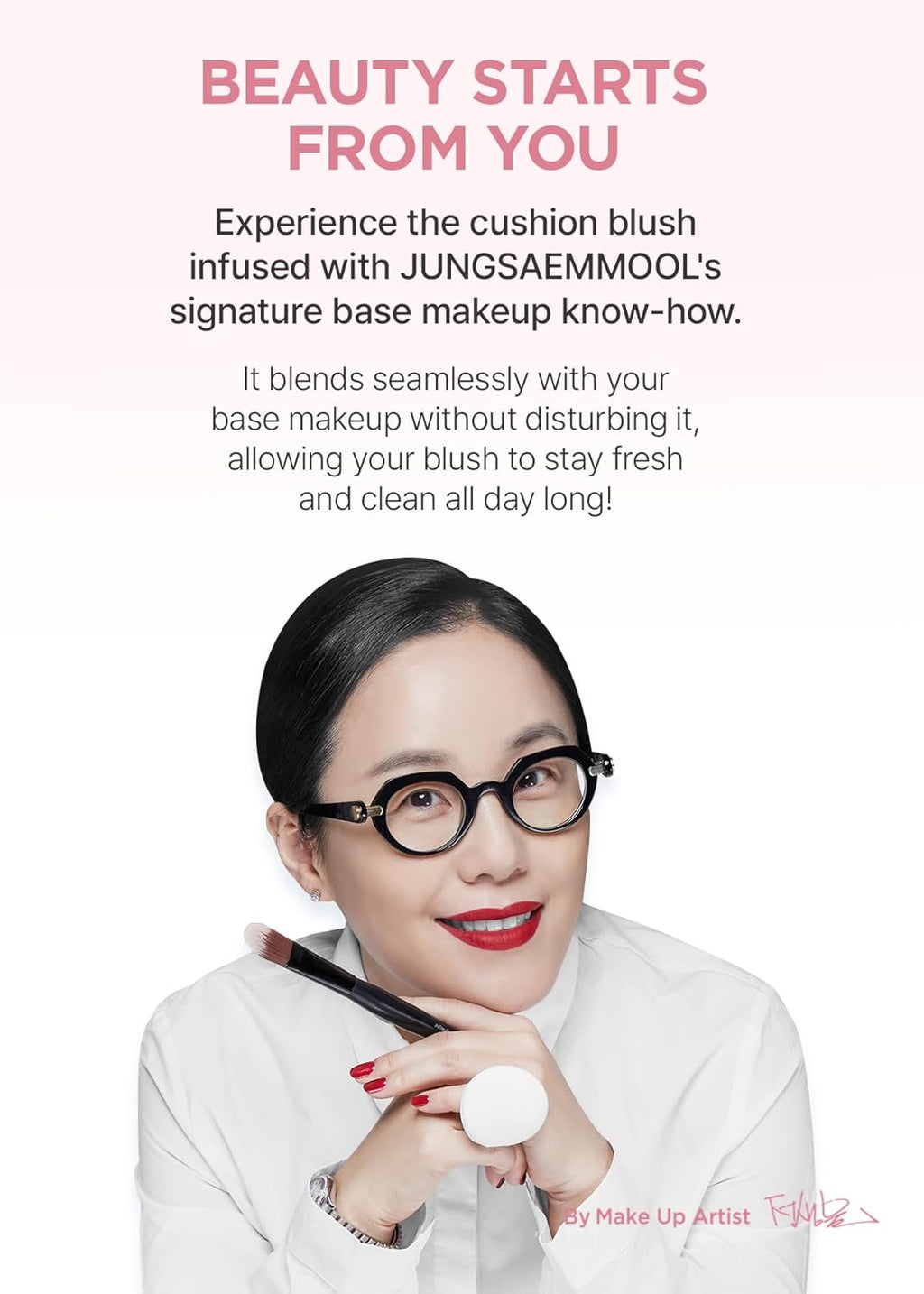 JUNG SAEM MOOL Artist Cushion Blush | Easy to Blend with Puff, Buildable Liquid Blush for Cheeks with a Natural & Matte Finish, Korean Makeup (Blur | Nutty Rose)