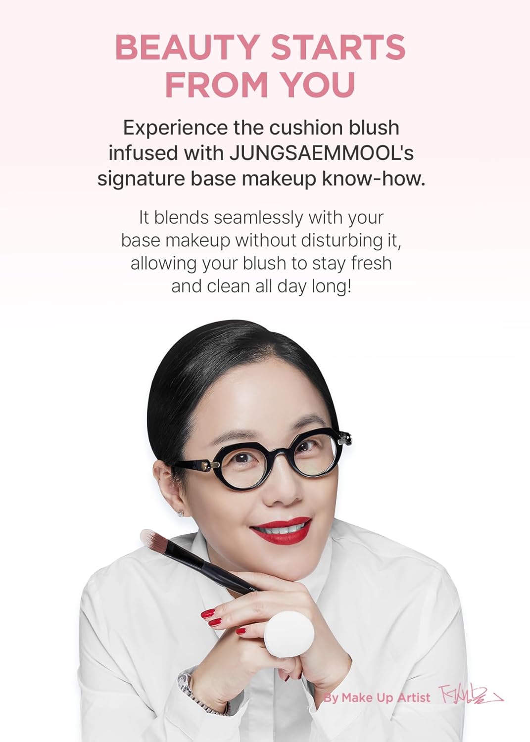 JUNG SAEM MOOL Artist Cushion Blush | Easy to Blend with Puff, Buildable Liquid Blush for Cheeks with a Natural & Matte Finish, Korean Makeup (Blur | Nutty Rose)
